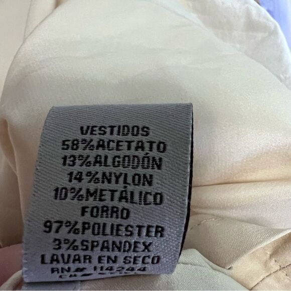 Eliza J Gold Shimmer Vintage Dress With Bow Size 6 - Picture 10 of 11